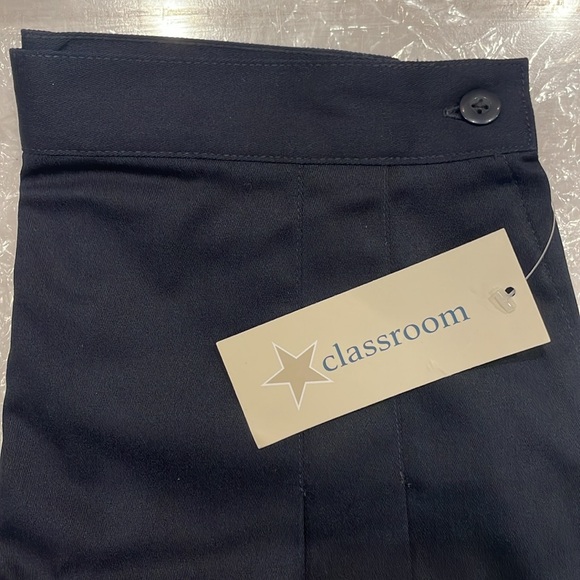 Classroom School Uniform Girl's Double-Pleated Scooter Skirt, Dark Navy - Picture 3 of 7